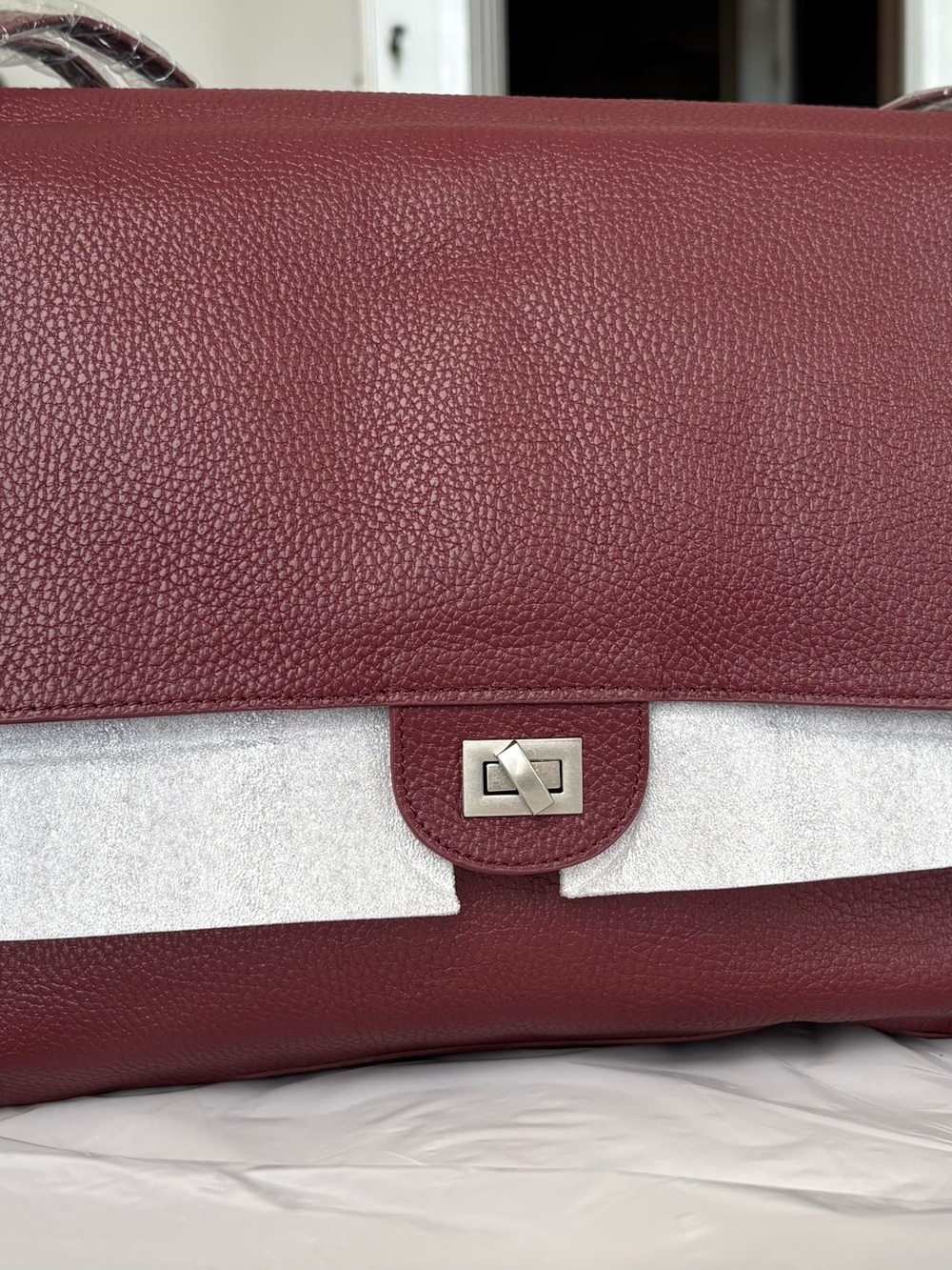 & Other Stories Burgundy Leather Shoulder Tote - Picture 2 of 6